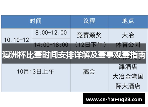 澳洲杯比赛时间安排详解及赛事观赛指南